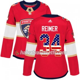 Naisten NHL Florida Panthers Pelipaita James Reimer 34 Adidas 2017-2018 Punainen USA Flag Fashion Authentic